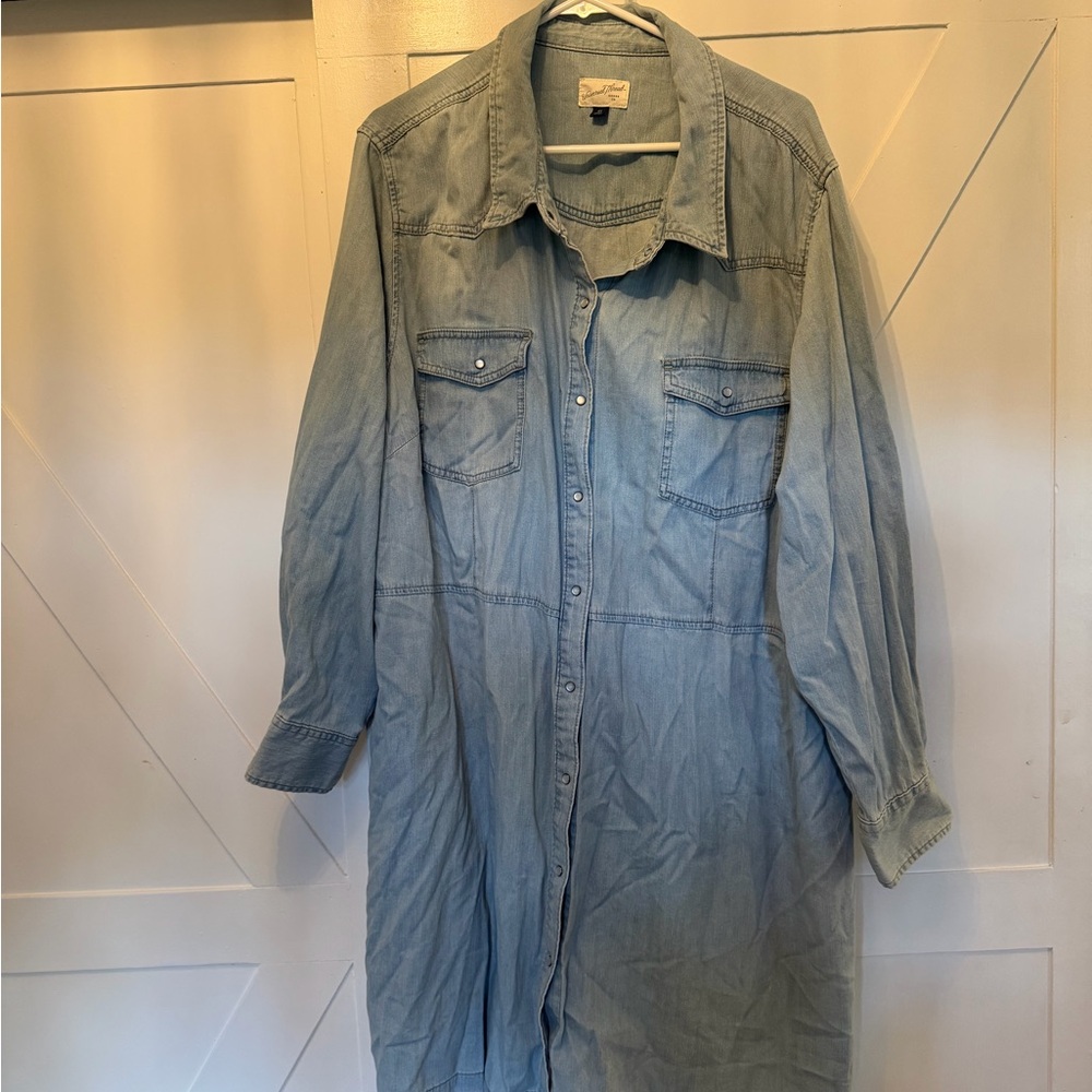 Universal Thread Women's Casual Denim Blue Button-Down Dress